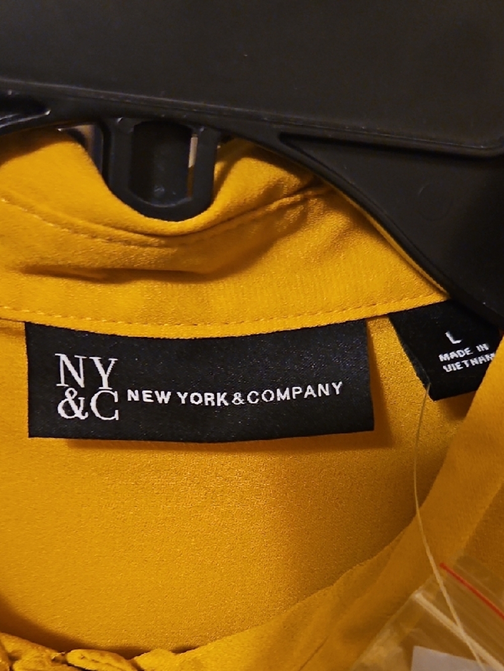 New York & Company Mustard Pleated Ruffle Tie-Neck Blouse, NWT - Picture 2 of 6